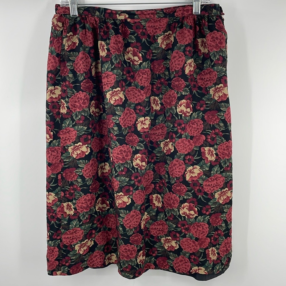 Vintage 90s Country Sophisticates Pendleton Burgundy Floral Skirt Measurements
